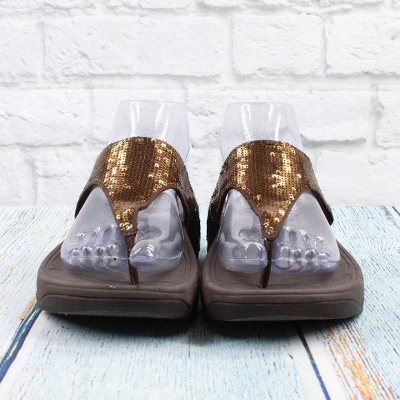 *Fitflop Electra Bronze Sequined Comfort Slip on Thong Sandals Size US 5 - Picture 4 of 8
